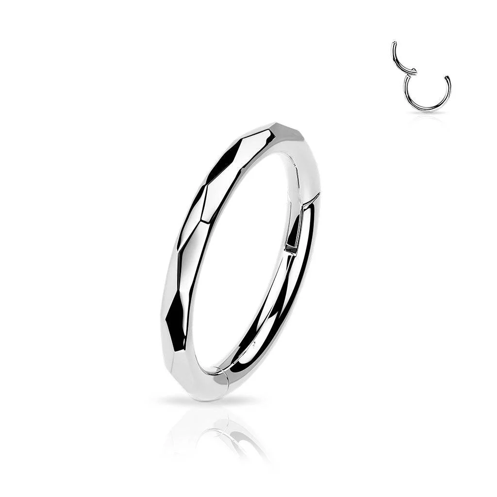 Classic Faceted Titanium Hinged Segment Ring - Image 3