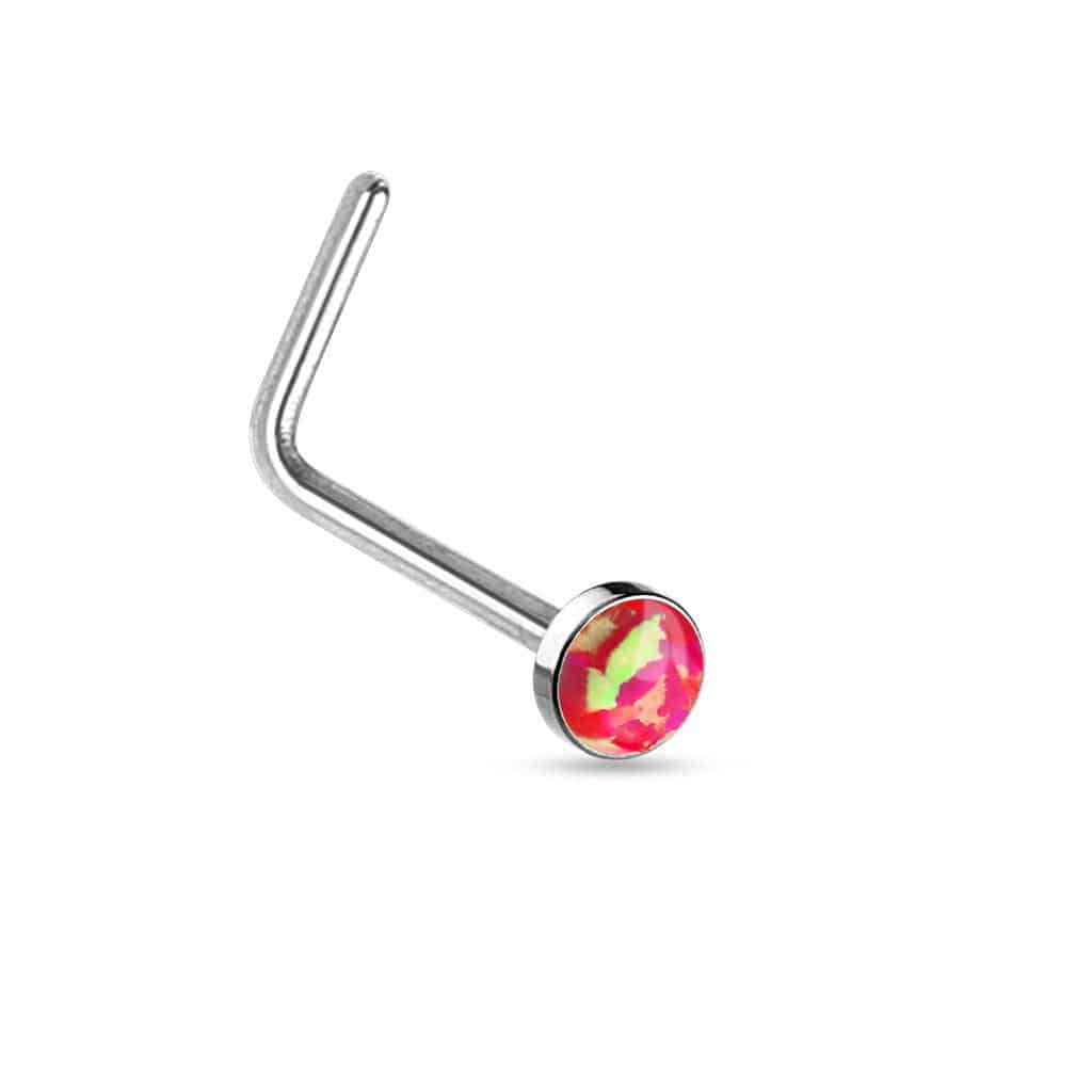 Opal Nose Stud with Flat Top and L Bend