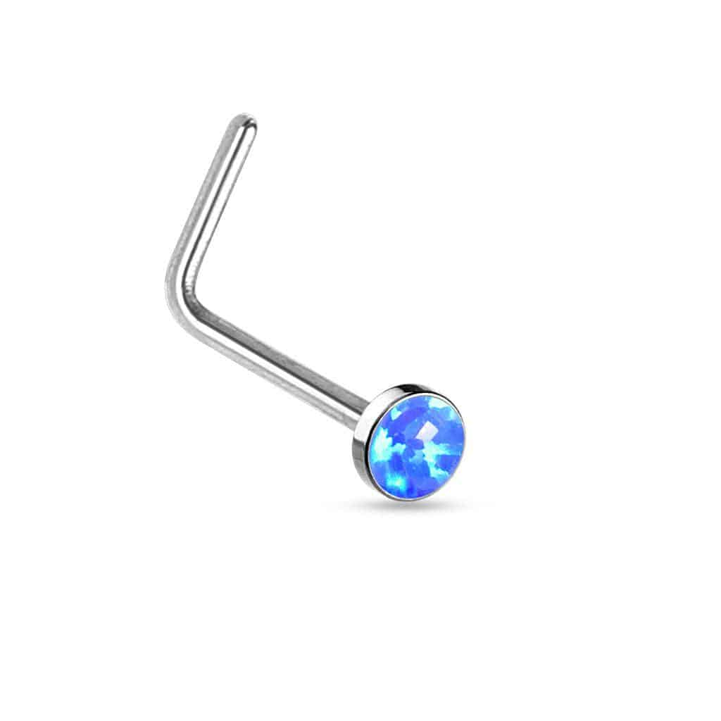 Opal Nose Stud with Flat Top and L Bend - Image 2