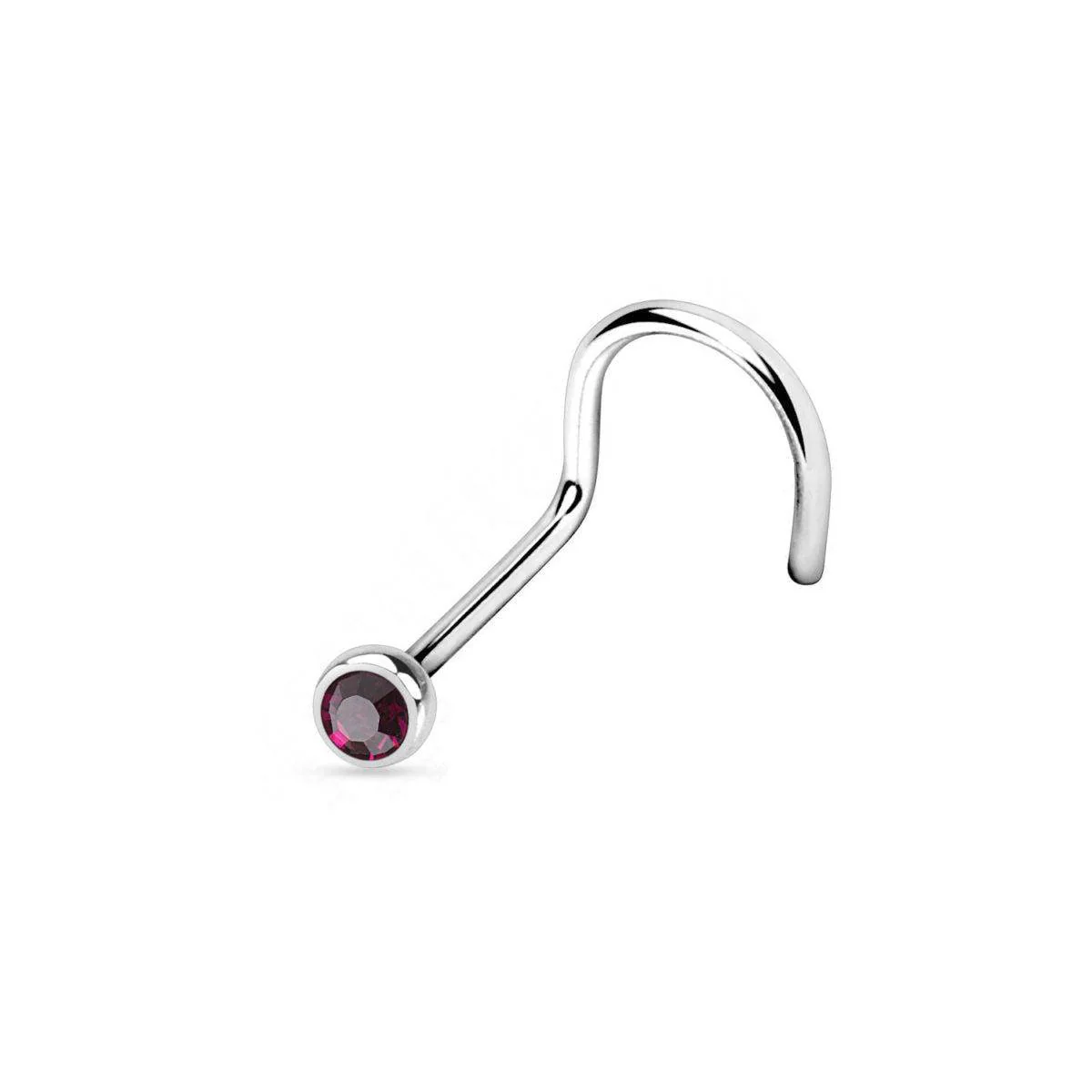 Titanium Nose Stud Twist with Deep Set CZ - Image 8