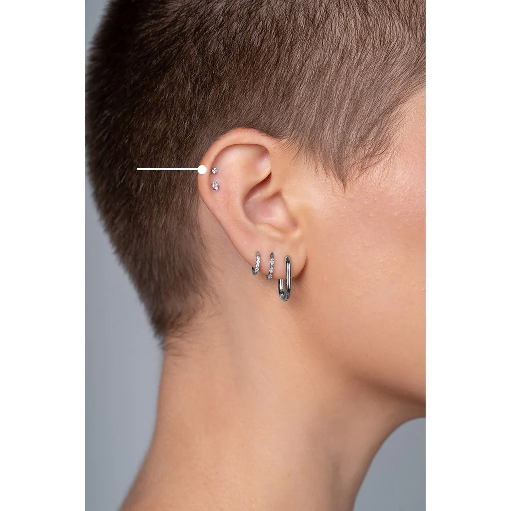 Titanium Labret Stud Internally Threaded with Gem - Image 6