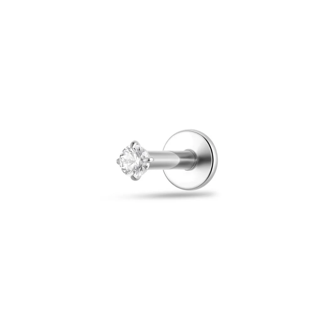 Titanium Labret Stud Internally Threaded with Gem - Image 7